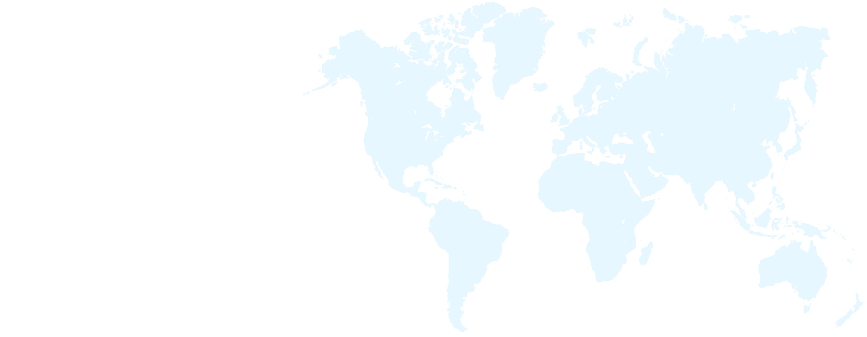 An illustrated map of the world, showing outlines of the continents in light blue over a white background.