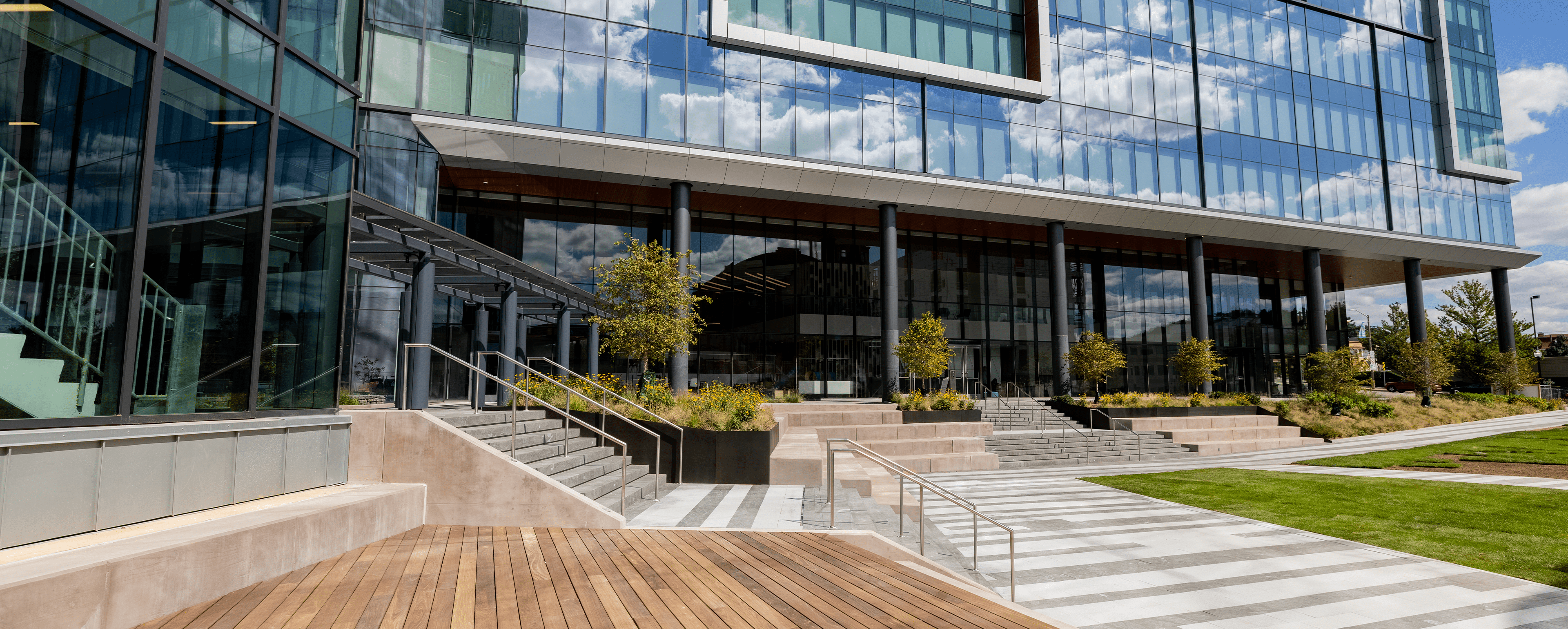 The front steps and patio area of Cencora's corporate headquarters.
