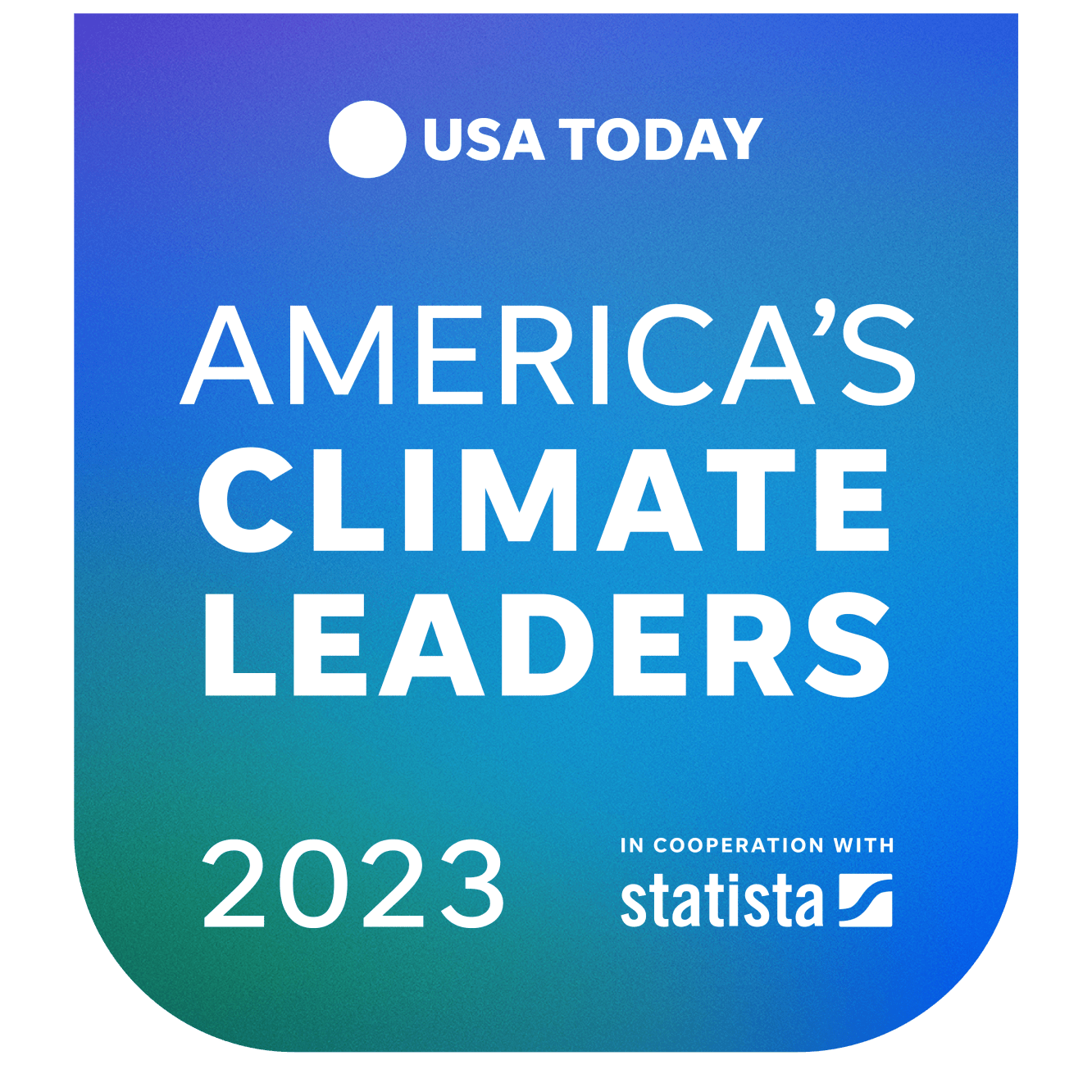 Un badge assegnato alle aziende nominate America's Climate Leaders nel 2023 da USA TODAY.